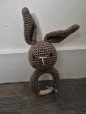 *5/$25* Crochet Baby Bunny Rattle Brown Baby Essentials